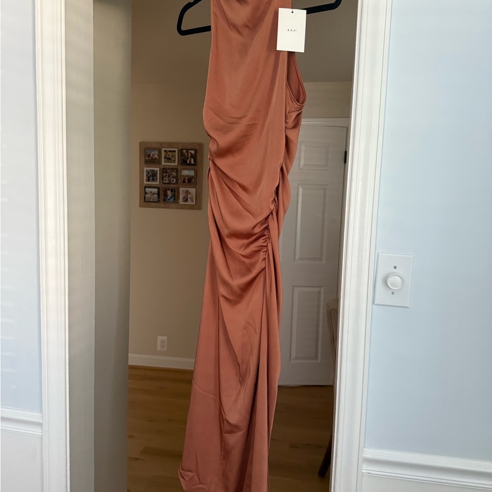 A.L.C. Inez Satin Halter Dress with Slit